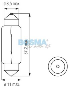 ŻARÓWKA 12V 5W SV8,5 10X36MM CZERWONA BOSMA 4599