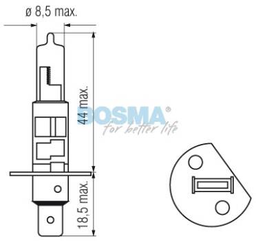 ŻARÓWKA 12V H1 55W BOSMA