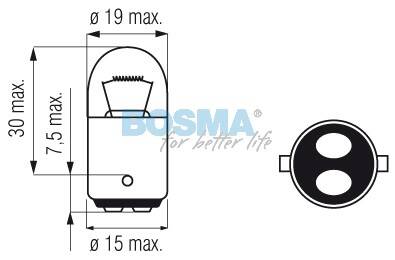 ŻARÓWKA 24V 5W R5W BA15D 18X37MM BOSMA 0522