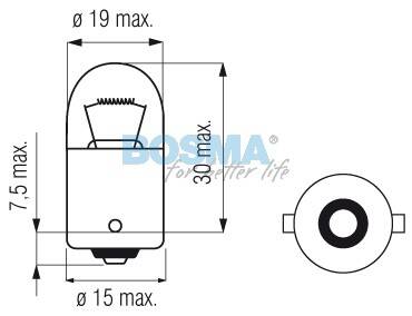 ŻARÓWKA 24V 10W R10W BA15S 18X37MM BOSMA 0546