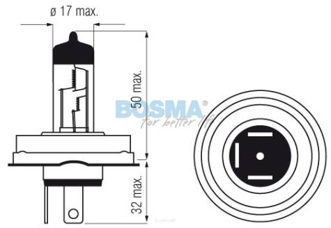 ŻARÓWKA 24V H4 75/70W P45T BOSMA 0416