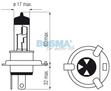 ŻARÓWKA 24V H4 100/90W P43T RALLY BOSMA 0409