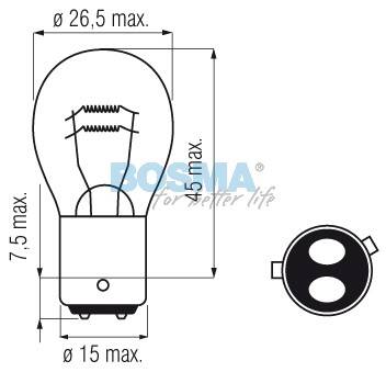 ŻARÓWKA 12V 21/4W P21/4W BAZ15D BOSMA 0270
