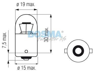 ŻARÓWKA 24V 10W R10W BA15S 18X37MM HEAVY DUTY BOSMA