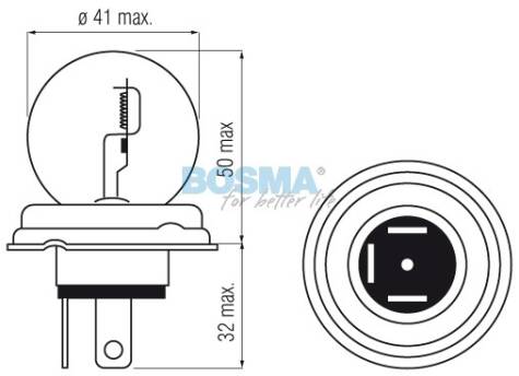 ŻARÓWKA 12V R2 75/70W P45T BOSMA 3516