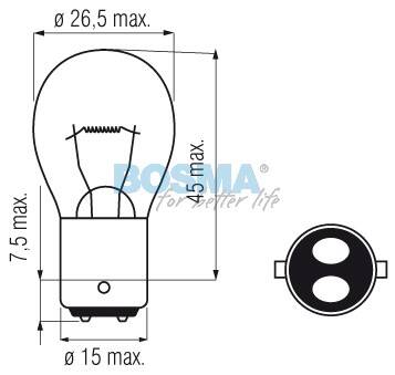 ŻARÓWKA 12V 21W BA15D 25X47MM BOSMA 1543